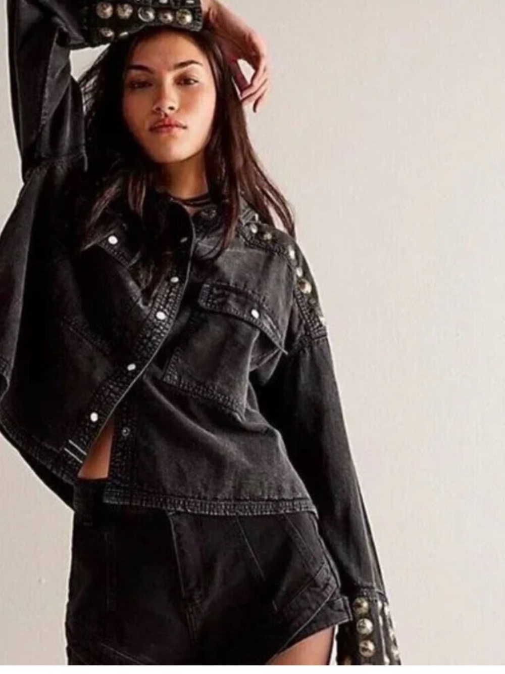 We The Free Black "Austin" Button Up Denim Shirt size small